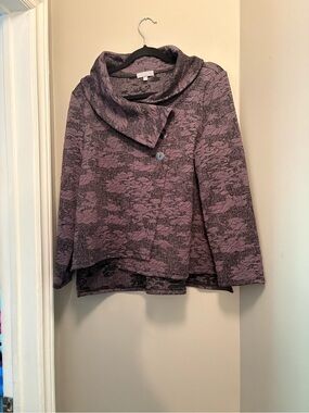 Habitat Textured Cowl-Neck Button-Front Sweater Jacket